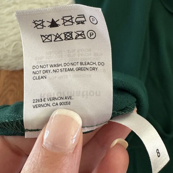 Reformation Midi Dress Womens Size 8 Emerald Green Long Sleeve Side Slit Holiday - Picture 6 of 9